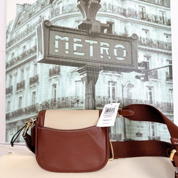 Coach CR257 Canvas Logo Outlet Shoulder Bags IN NATURAL MULTI - Picture 3 of 8